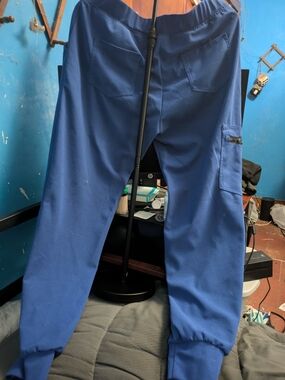Women's Blue Cargo Jogger Pants - Casual Workwear Size Large